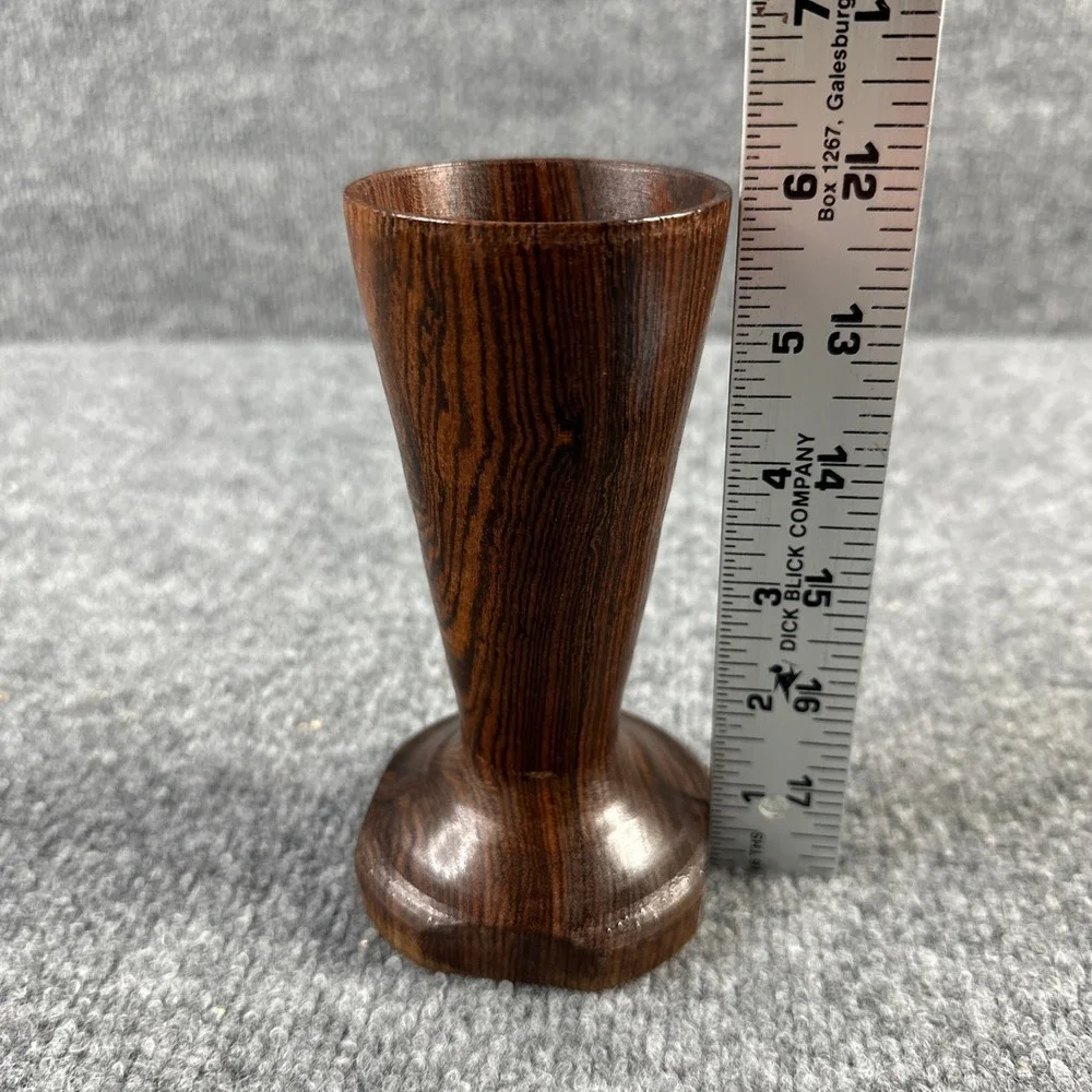Vintage‎ Handcrafted Wooden Bud Vase Small Brown Trumpet Table Decor